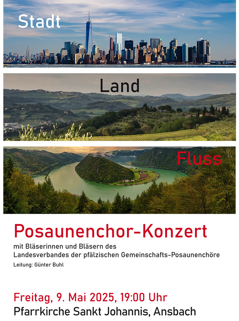 „Stadt–Land–Fluss“ – ein Bläserkonzert mit Bläsern aus der Pfalz und dem CVJM Ansbach